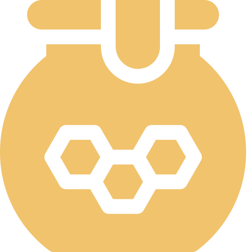 Icon of a honey jar with a hexagonal honeycomb pattern on the front, showcasing the essence of sweet local honey.